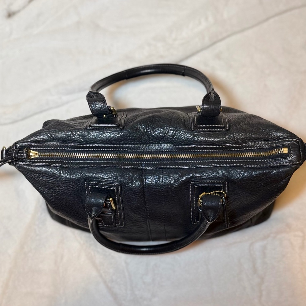 Coach Hamilton Large Black Leather Satchel Bag F12444 - Picture 8 of 11